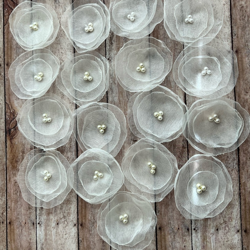 Hand made organza aplique flowers